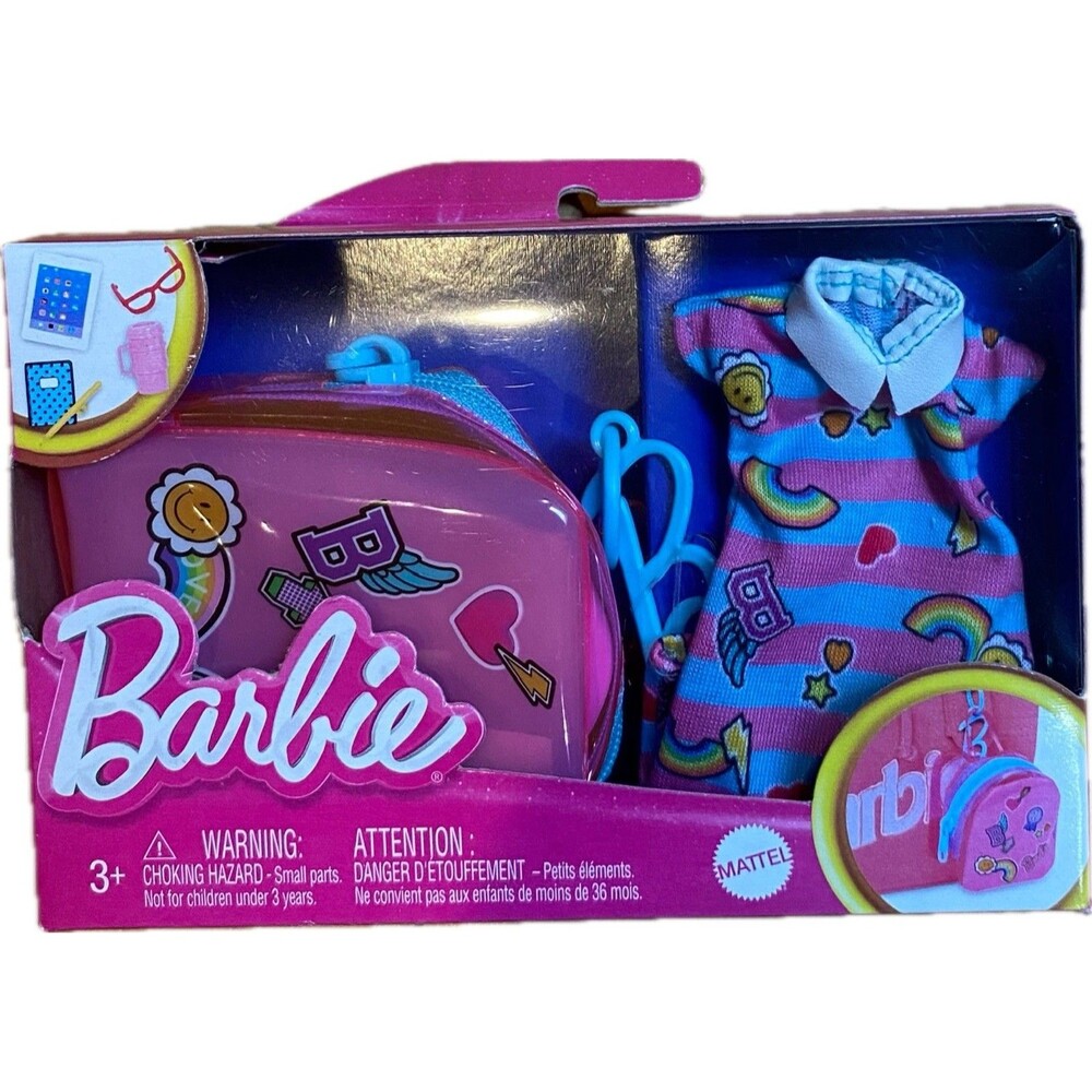 Barbie Doll Clothes School Outfit Deluxe Pink Backpack Accessories Fashion Pack